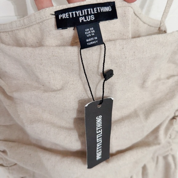 PLT NWT LINEN RUCHED BUST TIERED MINI DRESS - Picture 6 of 6